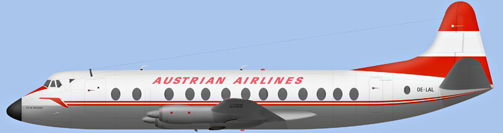 David Carter illustration of Austrian Airlines Viscount OE-LAL